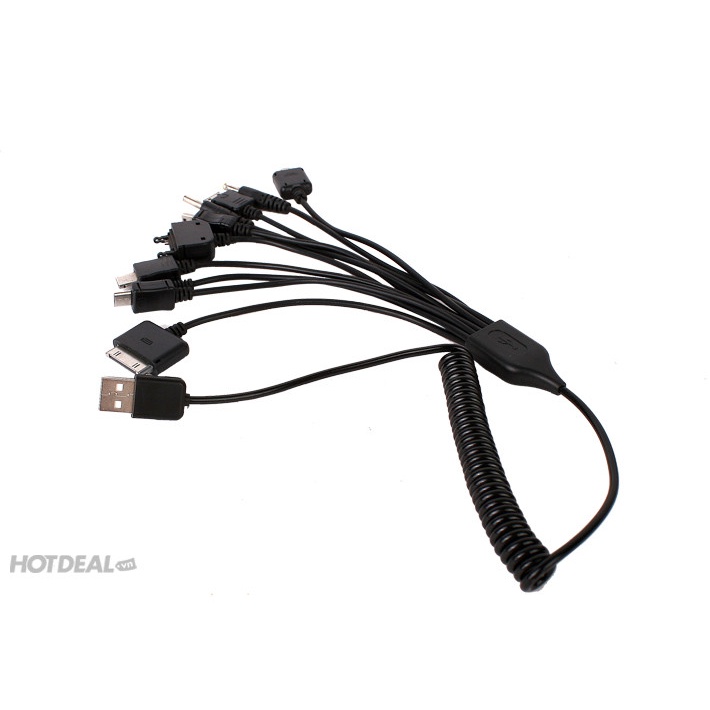 Cáp sạc đa năng 10 đầu dây xoắn hỗ trợ IP5/6/7,độ dài 3m sạc nhanh dùng cho tât cả ĐT