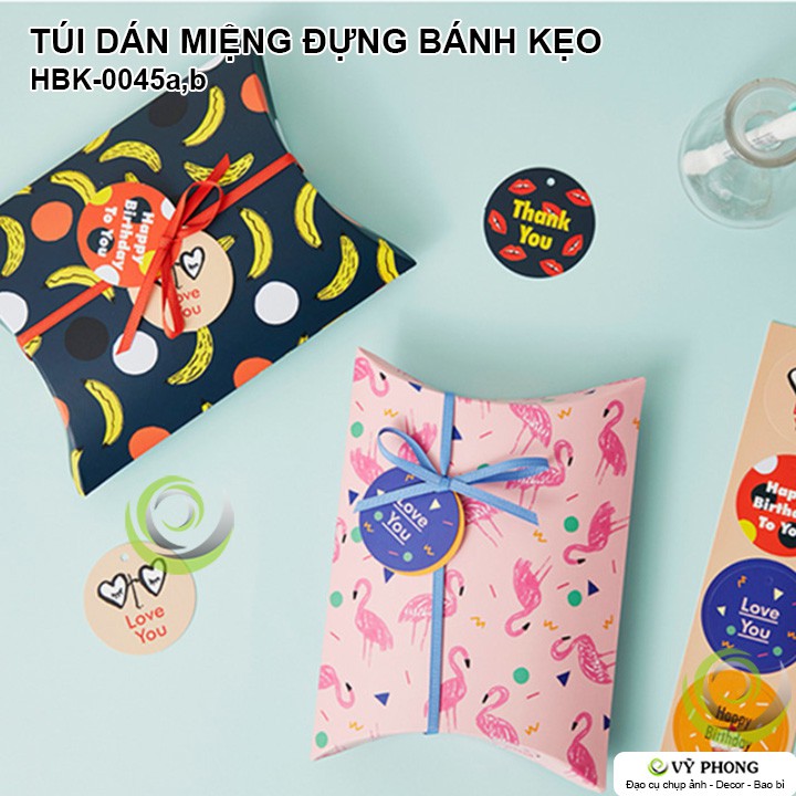 HỘP GIẤY HÌNH CHIẾC GỐI ĐỰNG BÁNH KẸO QUÀ TẶNG SINH NHẬT LỄ TẾT HBK-0045a,b