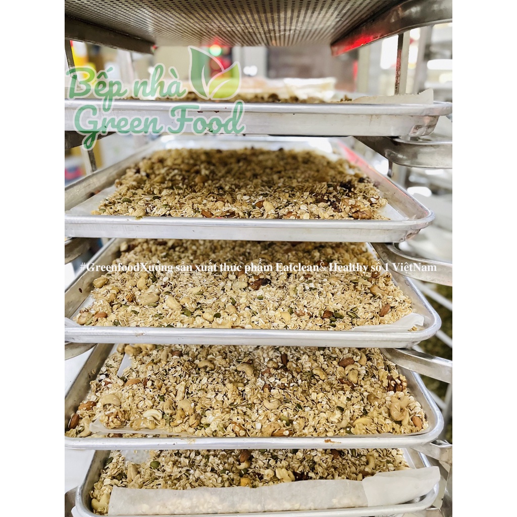 COMBO TIẾT KIỆM 2 HŨ GRANOLA (1KG) TẶNG 1SET BÁT GÁO DỪA CAO CẤP- NGŨ CỐC ĂN KIÊNG GIẢM CÂN KHÔNG ĐƯỜNG GREENFOOD