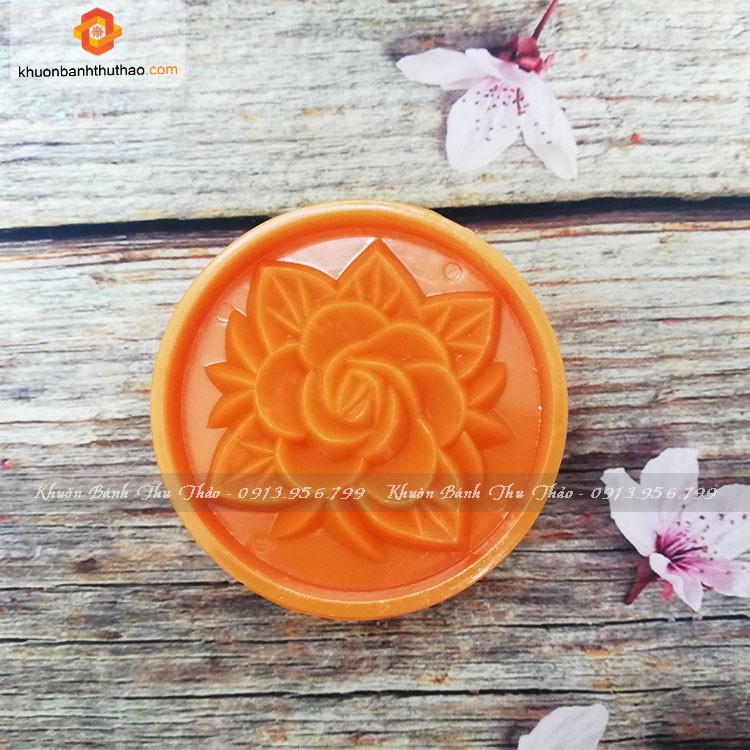 Khuôn trung thu nhận tròn hoa hồng 200g