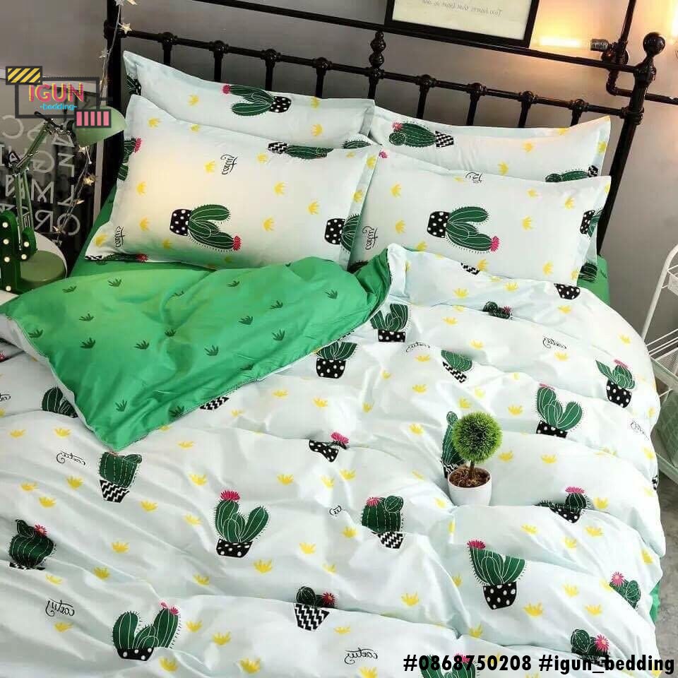 set XƯƠNG RỒNG NHIỀU GAI XANH bộ Chăn Ga Gối 4 món POLY COTTON nhập khẩu 100% kiểu HÀN QUỐC