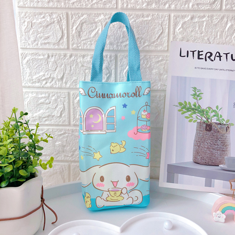 Túi vải canvas đựng bình nước họa tiết hoạt hình Nhật Bản xinh xắn