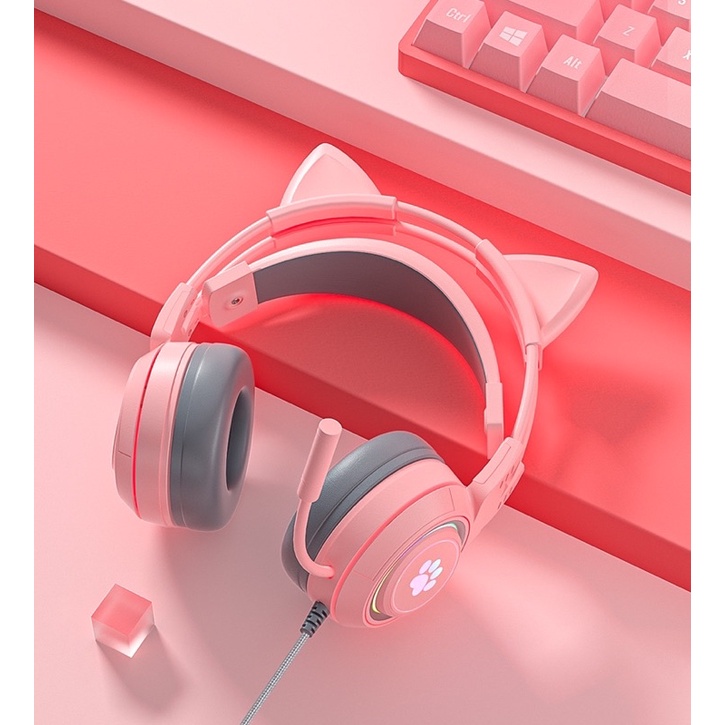 Tai Nghe Gaming Chụp Tai Có Led RGB G25 Thiết Kế Tai Mèo/Có Mic Đam Thoại -Chống ồn Cao Cấp