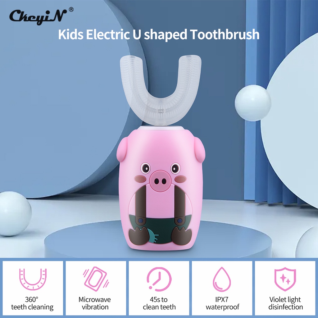 CKEYIN Bàn Chải Đánh Răng Điện Tự Động Hình Chữ U Bằng Silicone Chống Thấm Nước IPX7 DC138