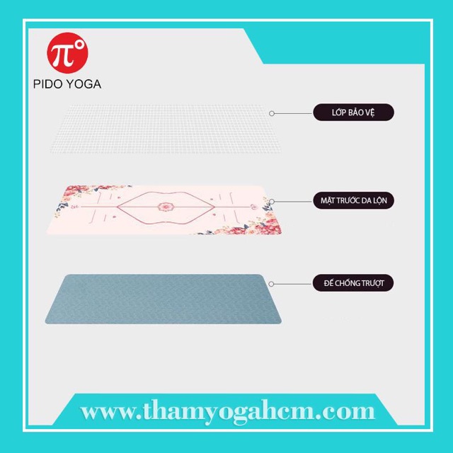 Thảm tập YOGA PIDO Tập Được 2 Mặt Hoa Văn 3D Cao Cấp TPE Da lộn 6mm