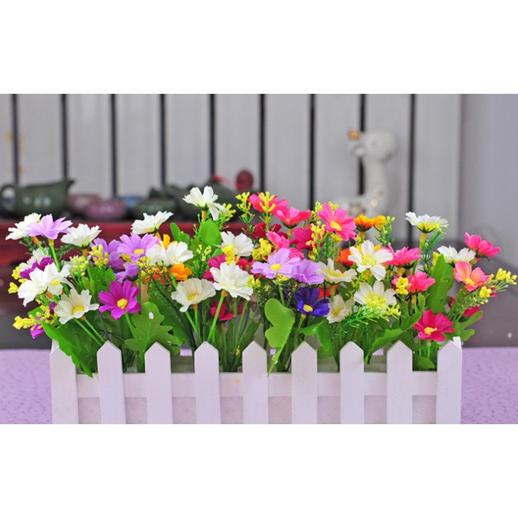 Cây giả, giỏ hàng rào cắm sẵn hoa cỏ nhân tạo dài 50cm nhiều mẫu trang trí nhà cửa Flowermini HR-50