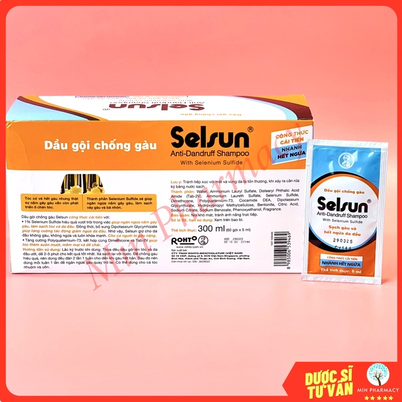 DÂY 10 gói Dầu gội đầu SELSUN Dành cho tóc gàu Anti-Dandruff Shampoo  - Minpharmacy