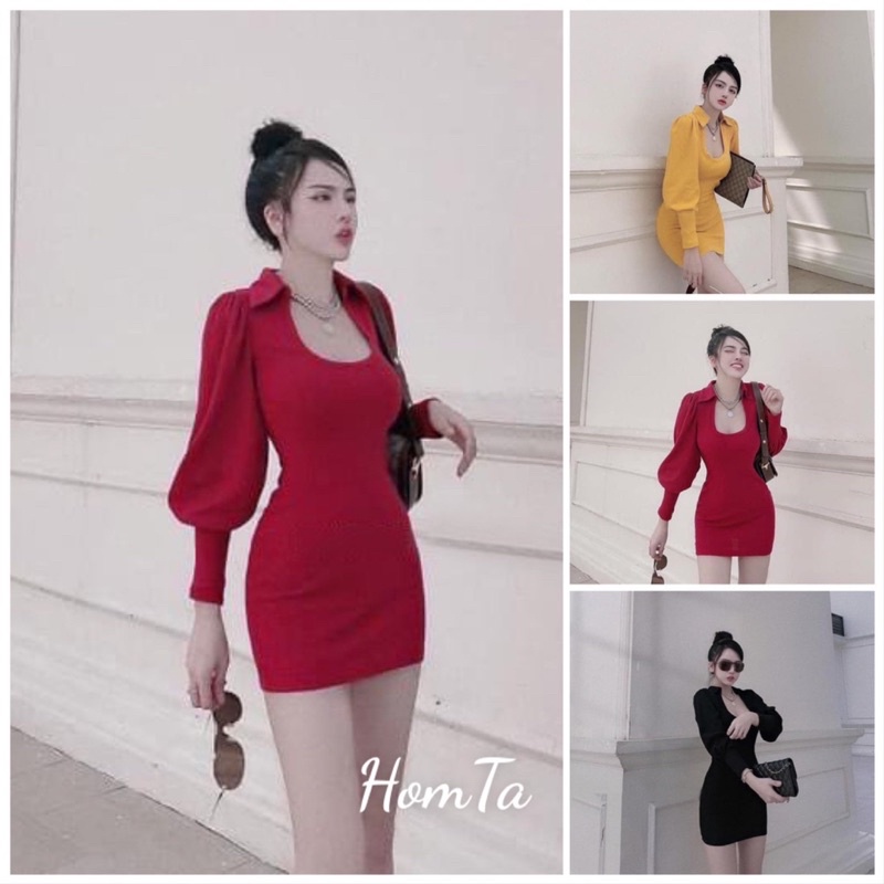 Đầm Body Tay Phồng Cách Điệu