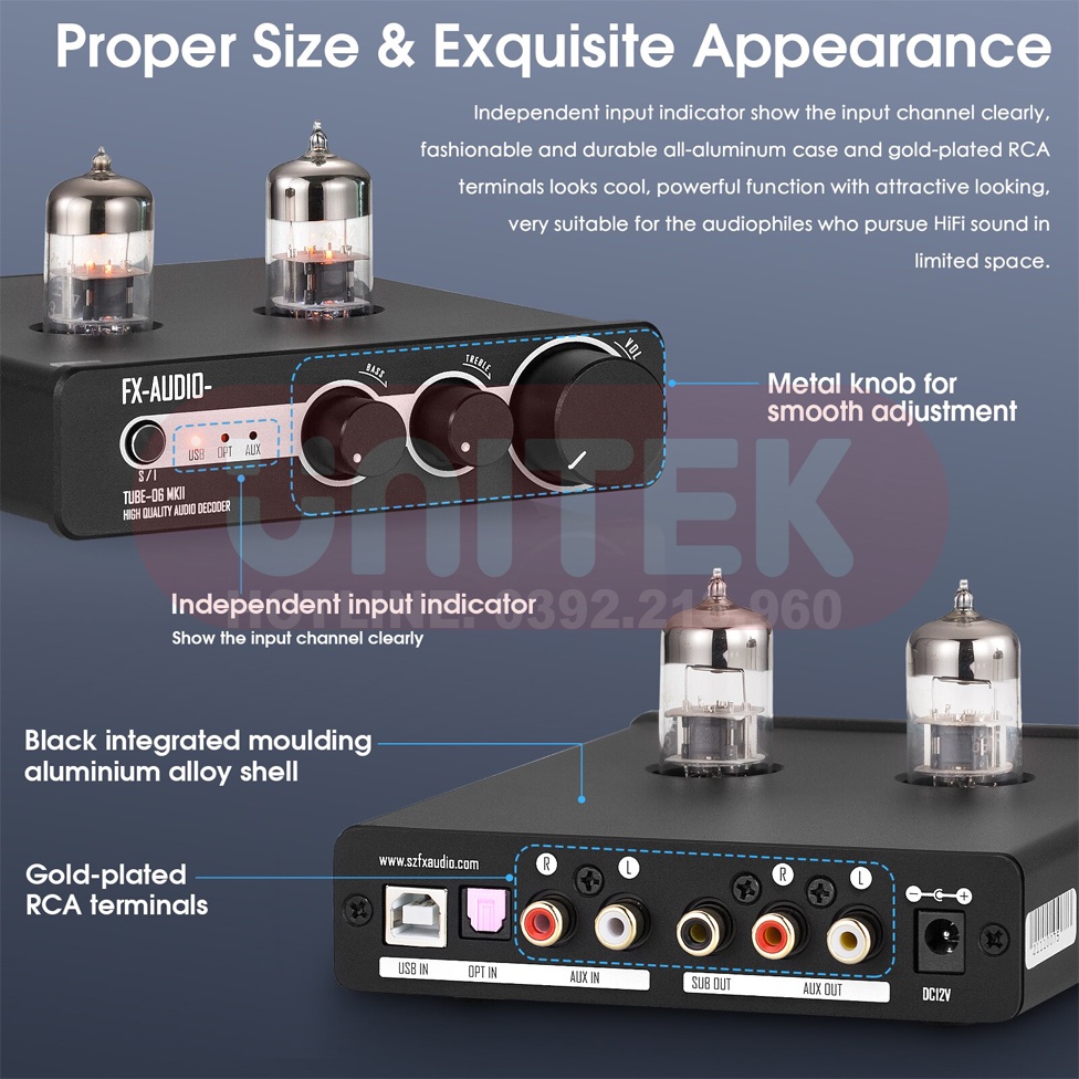 Bộ Ampli Đèn 6N3 Preamplifier Đèn, Chỉnh Bass-Treble FX-Audio TUBE-06 MKII - Hàng Chính Hãng