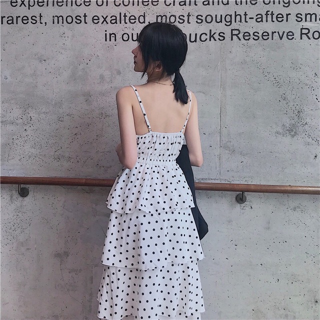 Váy đầm 2 dây xếp tầng dáng dài hàng Quảng Châu cao cấp MS16