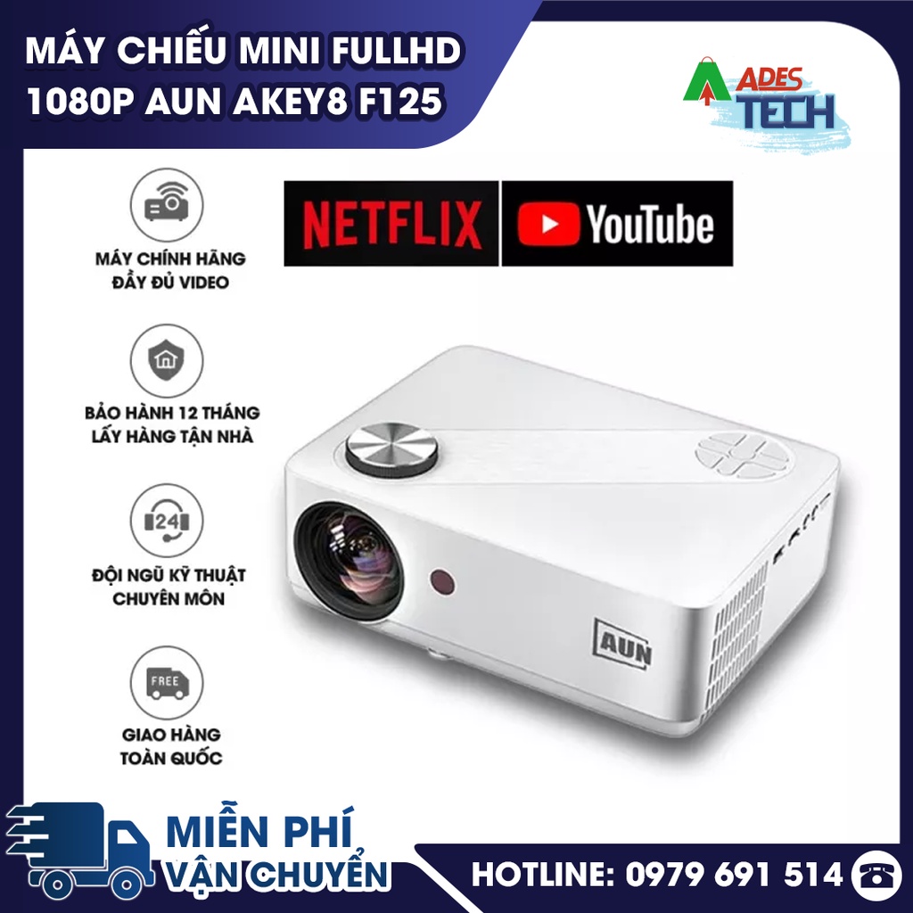 Máy chiếu mini Fullhd 1080p AUN AKEY8 F125 - BẢO HÀNH 12 THÁNG