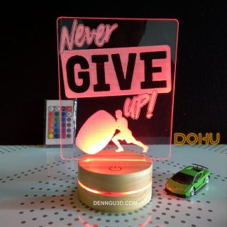 Đèn Để Bàn, Đèn Ngủ Tạo Động Lực DOHU05 (Never Give Up) 16 Màu Kèm Điều Khiển Và Dây Cáp