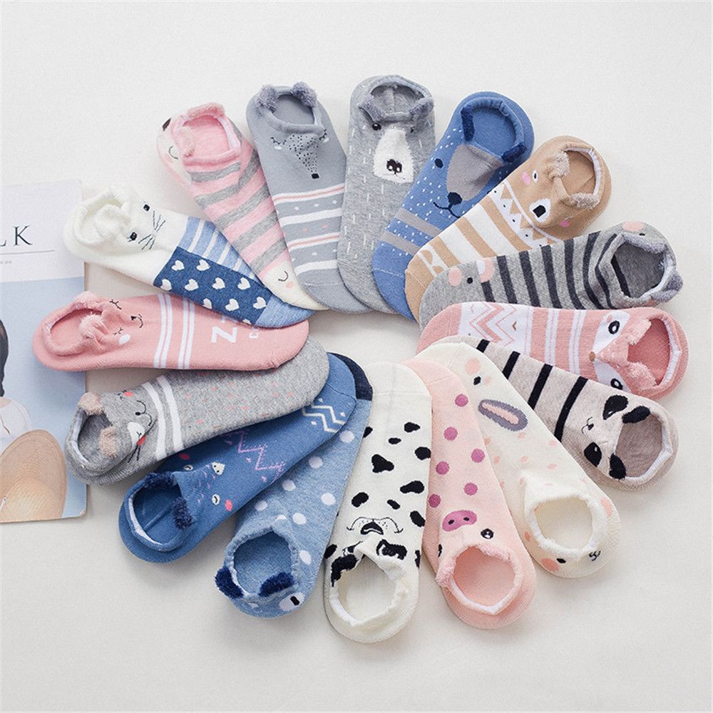 Vớ cotton cổ thuyền thoáng khí chống trượt in họa tiết chú chó dễ thương MIHAN1