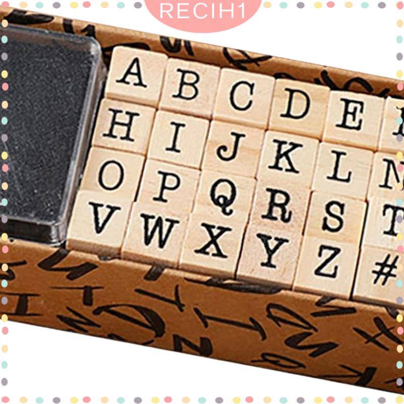 Bộ 40 Con Dấu Gỗ Mini Hình Chữ Cái / Chữ Số Dùng Để Làm Đồ Thủ Công / Thẻ / Đất Sét