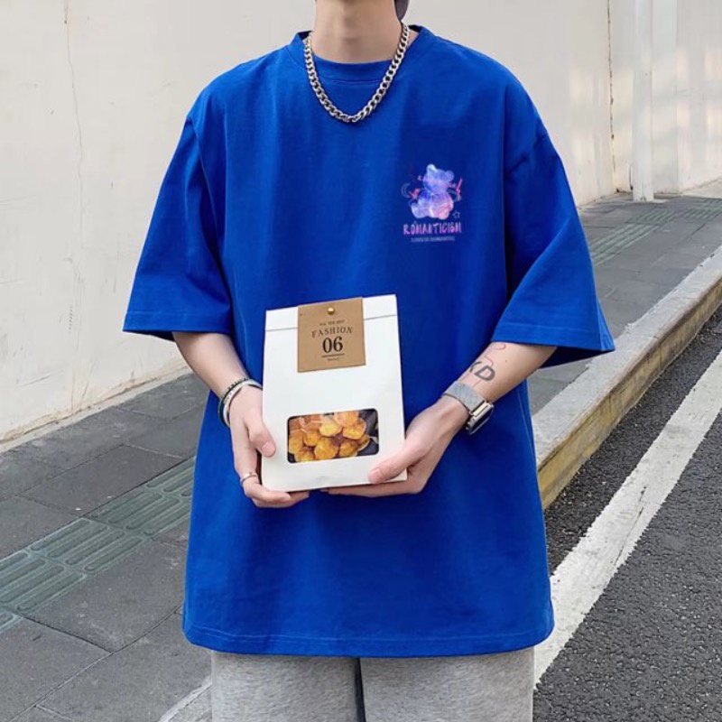 áo thun 100% cotton Tay Ngắn In Hình Gấu Sau Lưng Dành Cho Nam Và Nữ