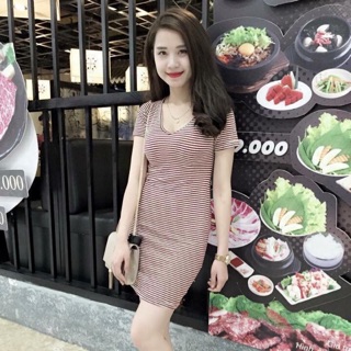 Váy body cổ tim váy body sang chảnh Annastore