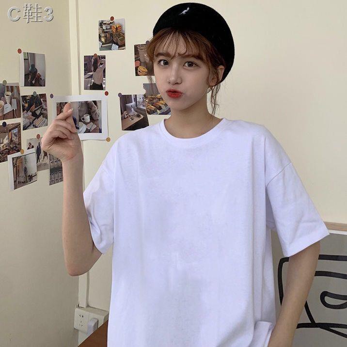 100% cotton white t-shirt female 2021 summer new style Korean loose solid color short-sleeved student half-sleeved top