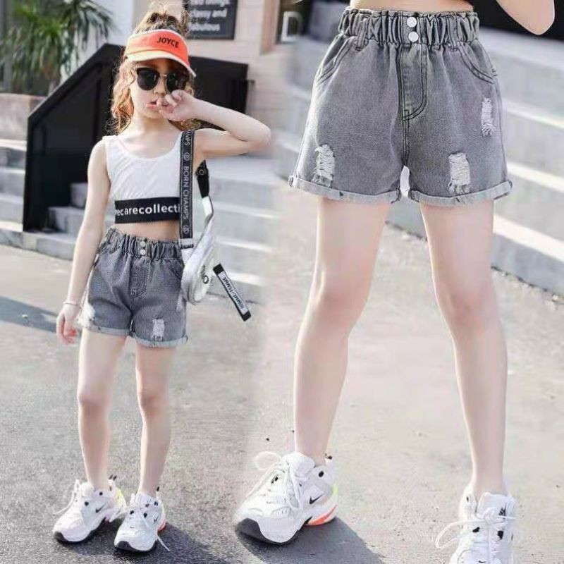 Sét áo croptop kèm quần jeans phong cách cho bé