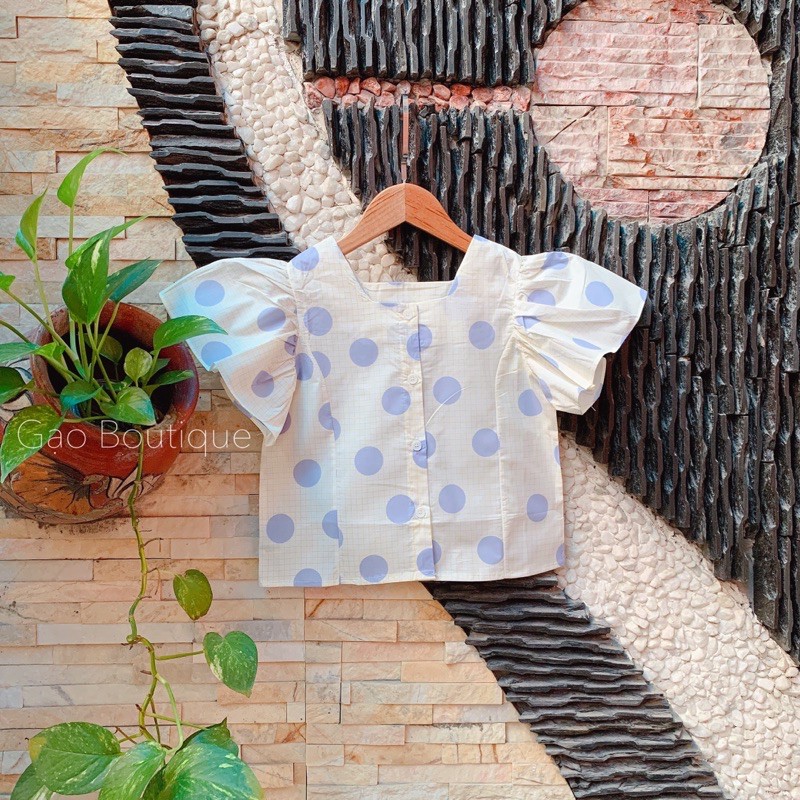 Áo sơ mi kiểu cổ vuông cho bé gái 14-28kg