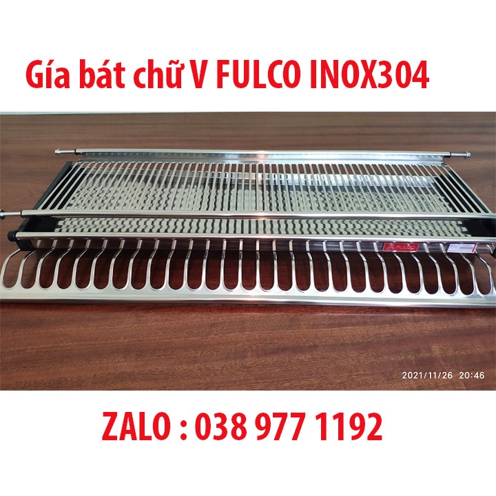 Giá Úp Bát Đĩa Cố Định chữ V 2 Tầng FULCO Inox304 Cao Cấp, Bảo hành điện tử hiện đại,bảo hành han gỉ trọn đời sản phẩm K