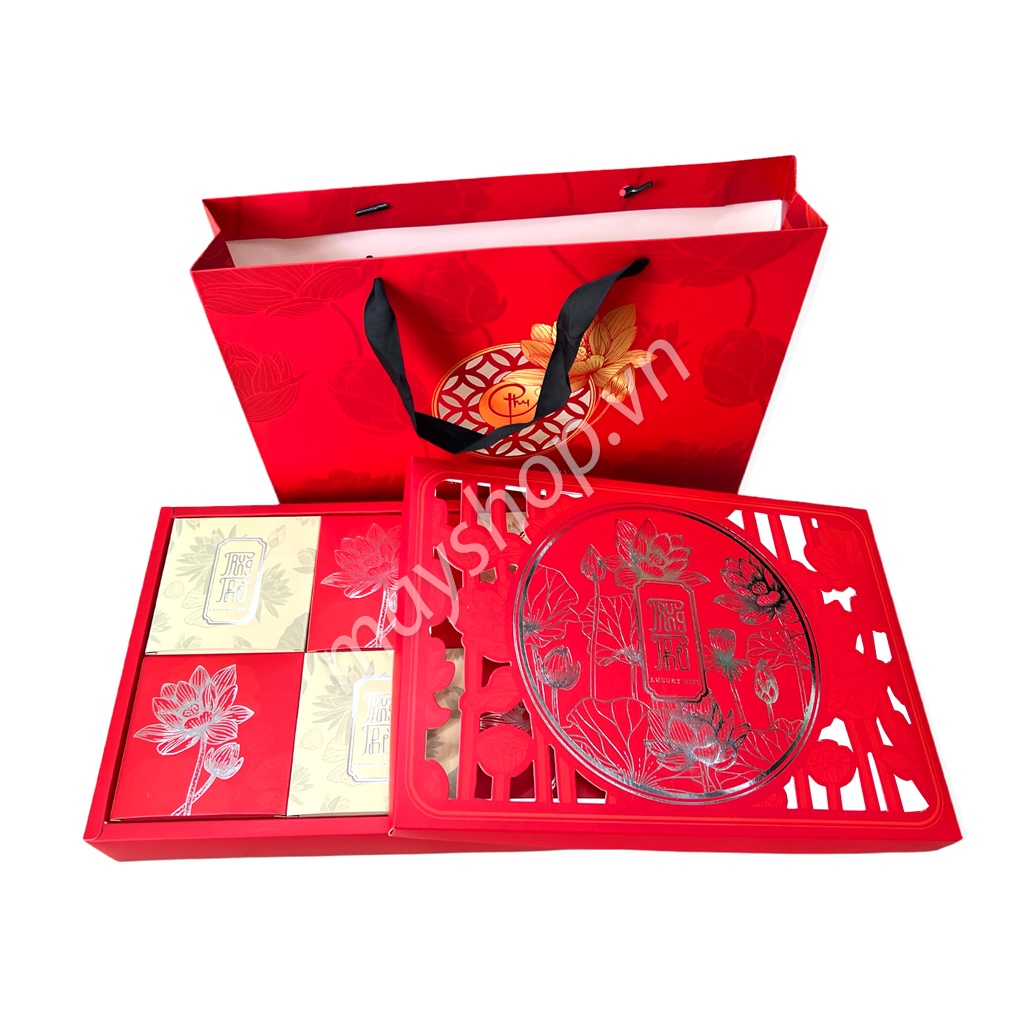 Hộp trung thu 6 bánh Sen phú quý đỏ - [Chỉ ship hỏa tốc tại HN]