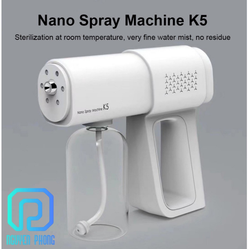 Súng xịt khuẩn Nano K5, máy khử khuẩn, khử trùng nano K5 phù hợp với gia đình, văn phòng, phun khử khuẩn