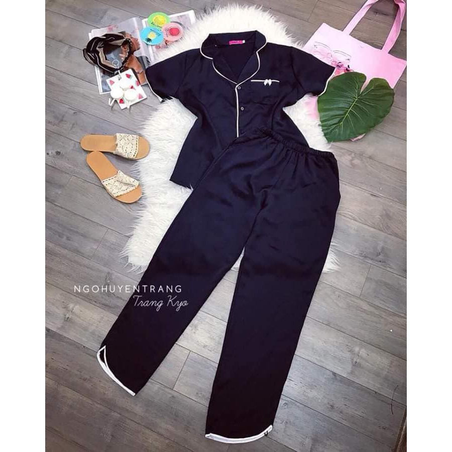 [ xả kho ] HS BỘ MẶC NHÀ LỤA QUẦN DÀI ÁO CỘC TAY