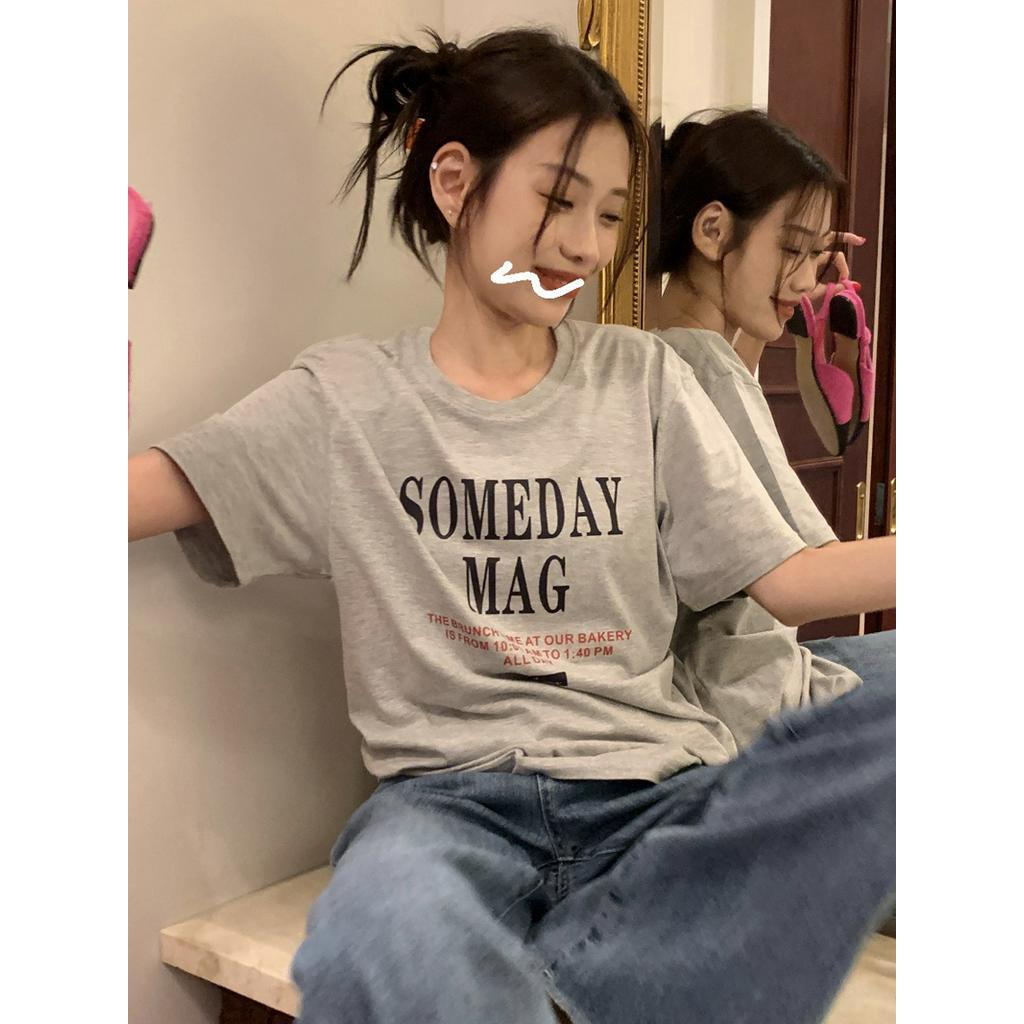 Áo Thun Cotton Nguyên Chất Dáng Rộng Ngắn Tay In Hình Phong Cách Cổ Điển 612