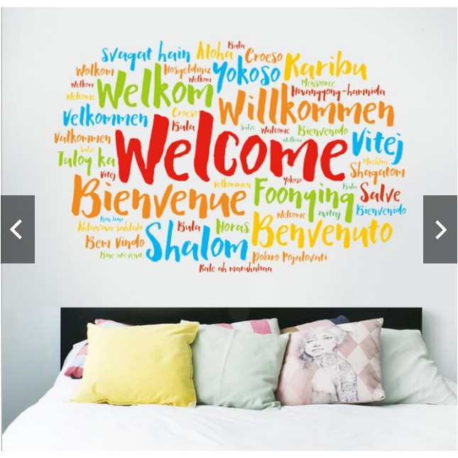 Decal trang trí chữ Tiếng Anh WELCOME
