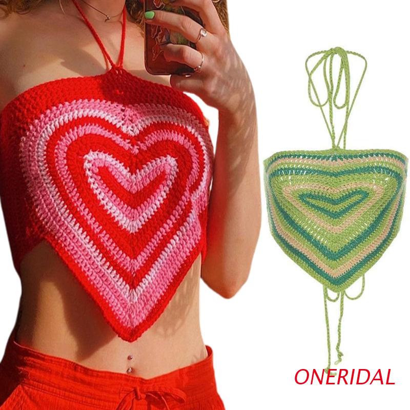 Áo croptop dệt kim hở lưng đan dây chéo hình trái tim gợi cảm cho nữ