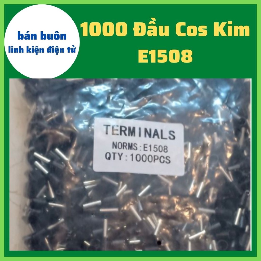 Đầu cos kim rỗng E1508,  cos kim E1508, đầu cos kim rỗng dùng cho dây điện 1.5mm, đầu cos dây điện, cos kim đơn