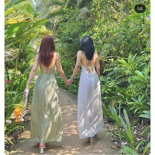 Đầm maxi yếm đan lưng H3748 (+hình thật trên sàn)