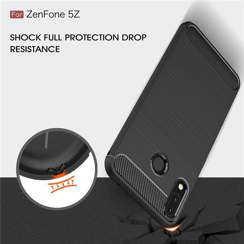 Ốp điện thoại  Asus Zenfone TPU silicone mềm họa tiết sợi carbon cho 5Z ZS620KL 6.2"