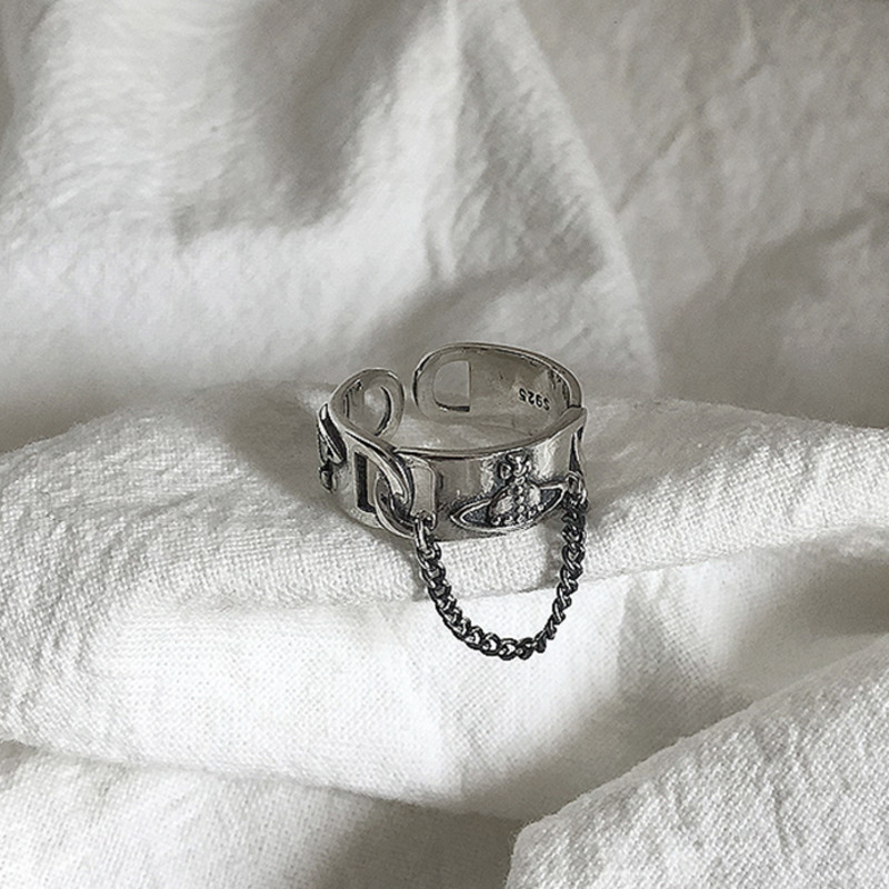 Nhẫn hở bằng bạc sao thổ màu đen 2210024