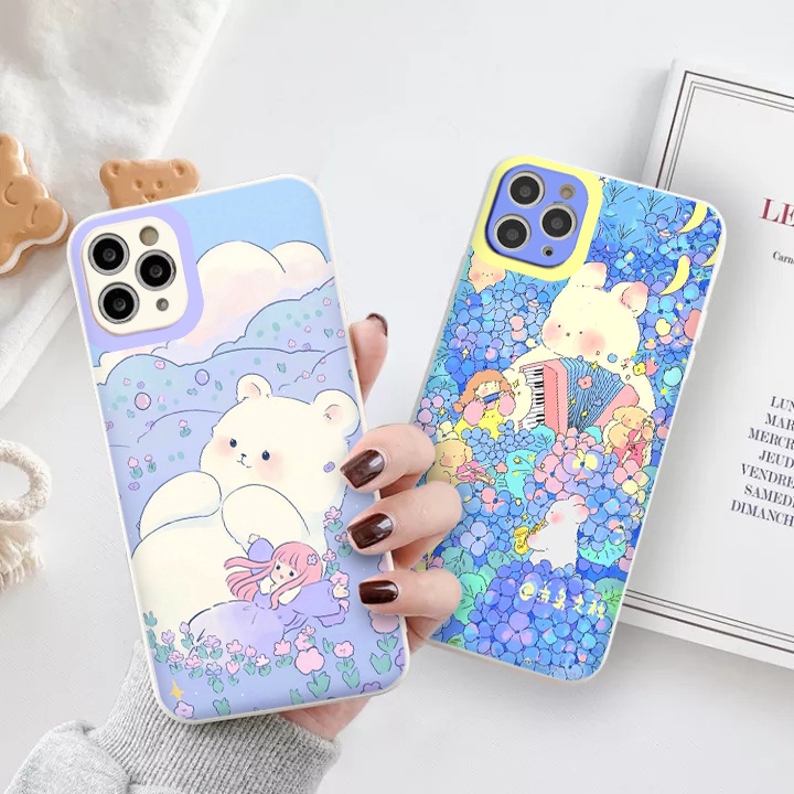 Ốp lưng iphone Gấu Hoa lãng mạn ốp dẻo BVC iphone 6splus/7/7plus/8/8plus/x/xr/xs/11/12/pro/max/plus/13promax tr402