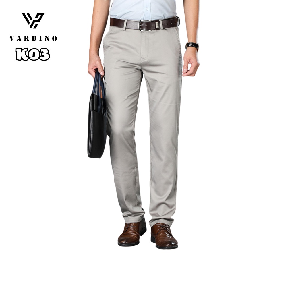 Quần kaki nam trung niên Vardino ống 18 đến 22 cao cấp kiểu công sở form dáng suông rộng chất mịn K01