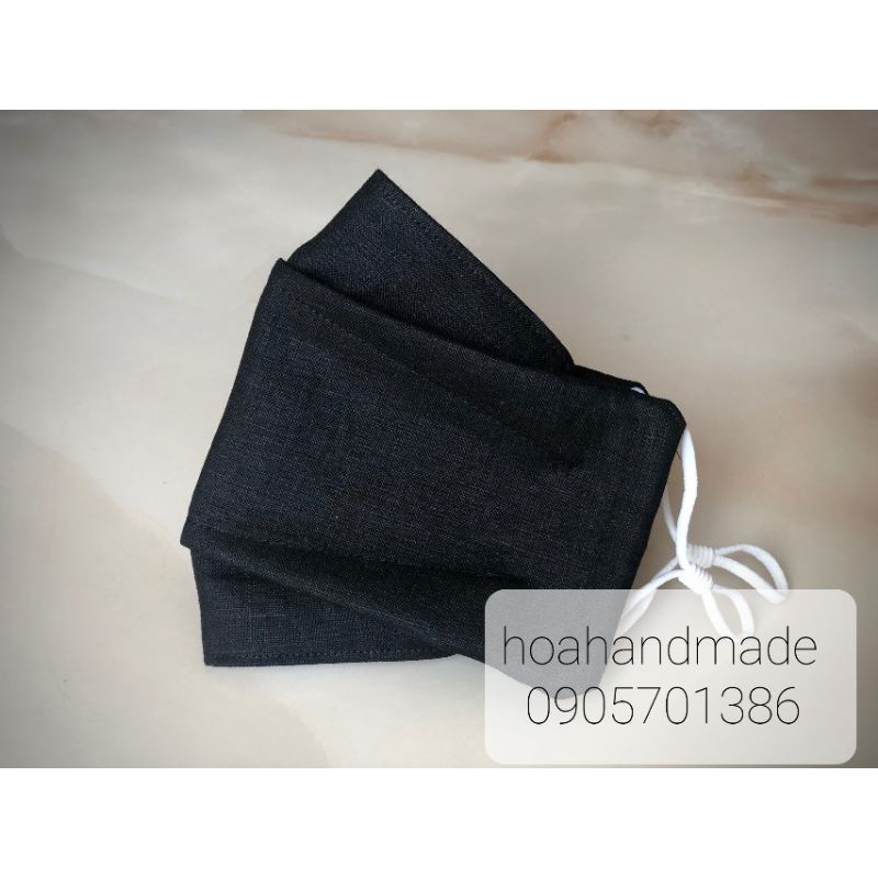 khẩu trang 3D vải linen tưng màu đen