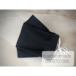 khẩu trang 3D vải linen tưng màu đen