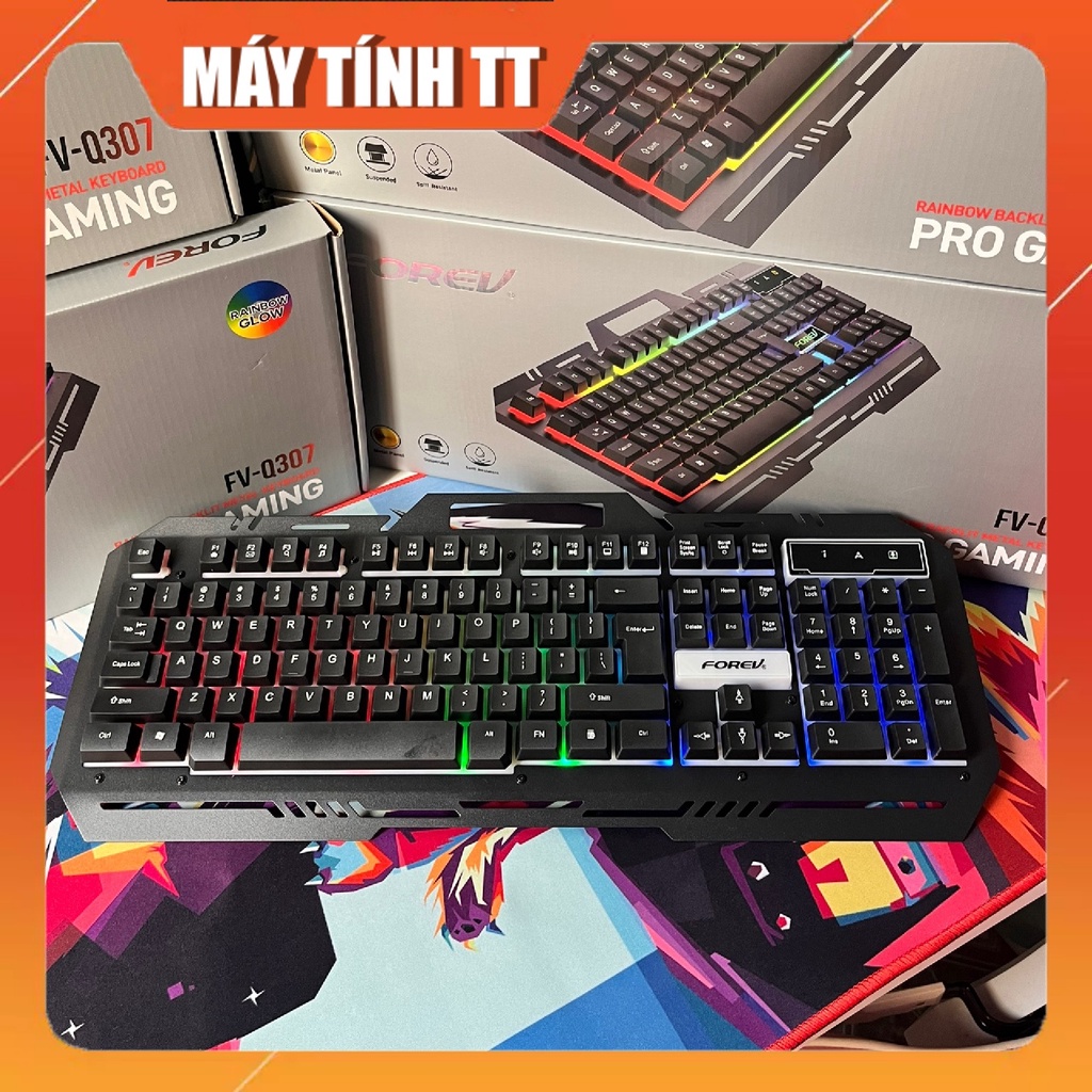 Bộ Phím Chuột Game  giả cơ Fover Q307  có dây led RGB và giá đỡ điện thoại cực chất - Máy Tính TT