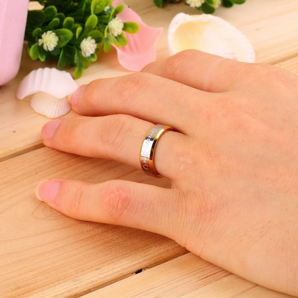 Nhẫn đeo tay thép không gỉ khắc chữ Forever love cho nam/nữ