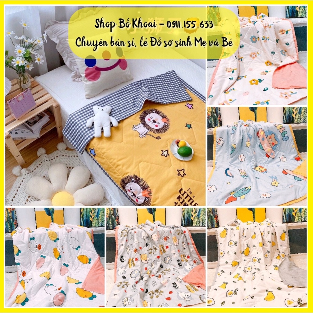 Chăn cotton trần bông - Chăn thu đông, Chăn nằm điều hòa cho bé - Bố Khoai Store