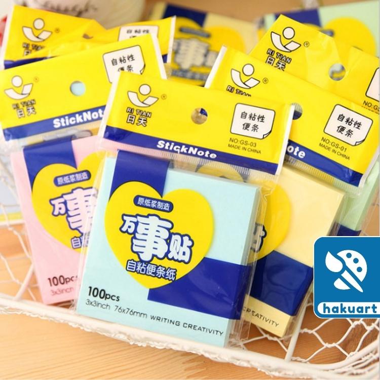 [Mã LIFEB04ALL giảm 10% tối đa 15K đơn 0Đ] Tập 100 Giấy Ghi Chú, Stick Note Dán Ghi Nhớ 4 Màu - Văn Phòng Phẩm Haku