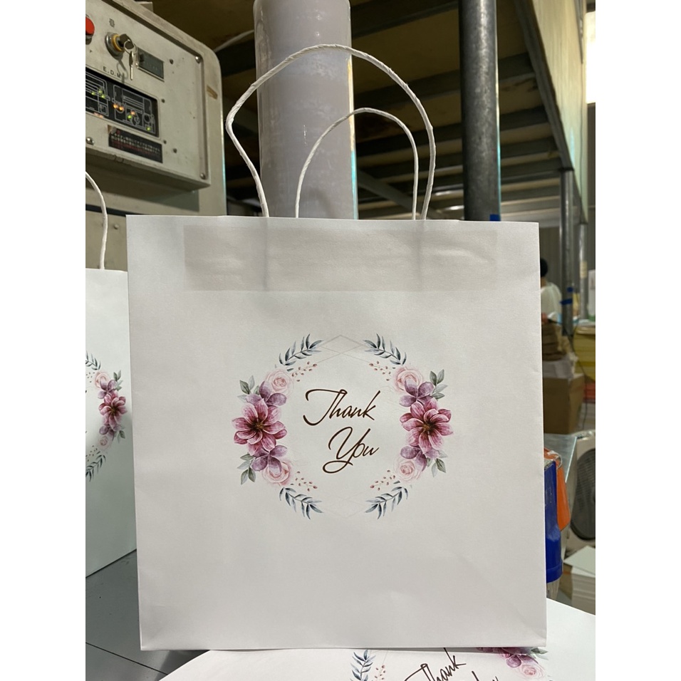 10 cái Túi Giấy Kraft đựng quà, sản phẩm, quần áo,in chữ Thankyou 26x25x10 cm