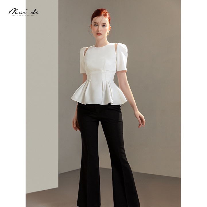 MAIDE Áo kiểu peplum tay ngắn cách điệu vai LELA TOP
