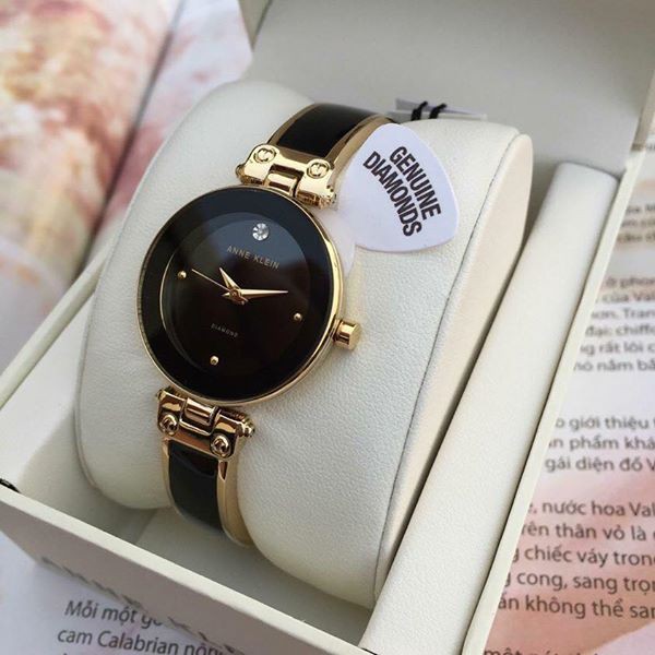 ĐỒNG HỒ NỮ ANNE KLEIN AK1980BKGB  Diamond-accented Dial Black and Gold-tone