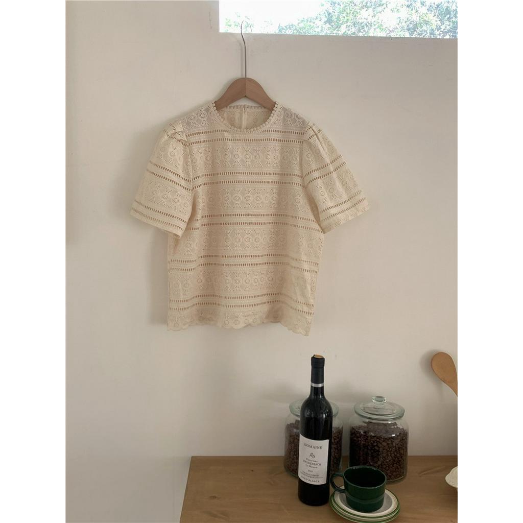 Áo Sơ Mi Thêu Xuyên Thấu Ngắn Tay Thời Trang Hàn Quốc 63508