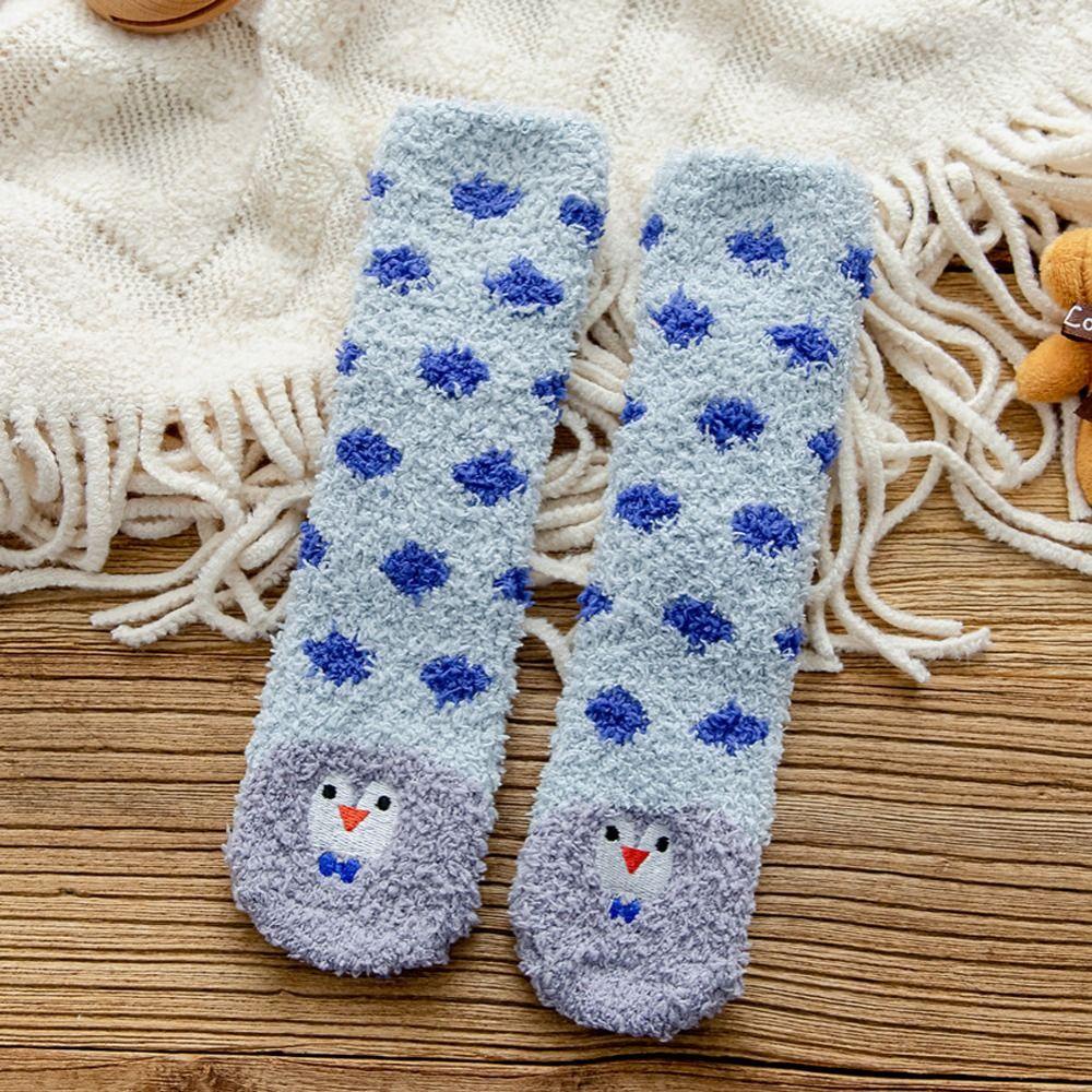 Đôi Vớ Giữ Nhiệt Chống Trượt In Hình Thú Hoạt Hình Thời Trang Thu Đông Dành Cho Trẻ Em