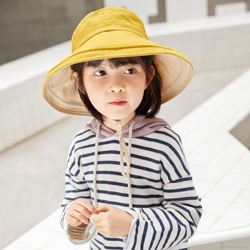 Nón Bucket màu trơn dễ thương cho bé