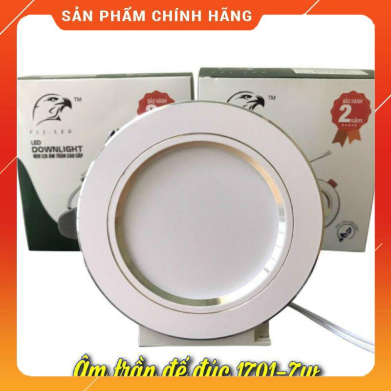 Giá hủy diệt . Rẻ vô địch Đèn Led âm trần đổi màu FLJ 7w phi 90 đế đúc viền vàng và viền bạc