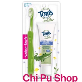 [Siêu Tiết Kiệm] Kem đánh răng + bàn chải Tom's Of Maine Natural Todder Training Toothpaste 3 - 24M